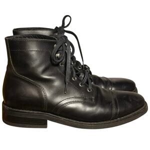 Thursday Boot Co Captain Black Leather Lace Up Cap Toe Boots Men's Size 9.5